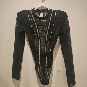 Victoria's Secret Black Fitted Lace Bodysuit